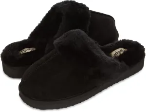 Floopi House Slippers for Women, Vegan Leather EVA Scuff Womens Slippers Cozy Memory Foam with Indoor & Outdoor Anti Skid Sole