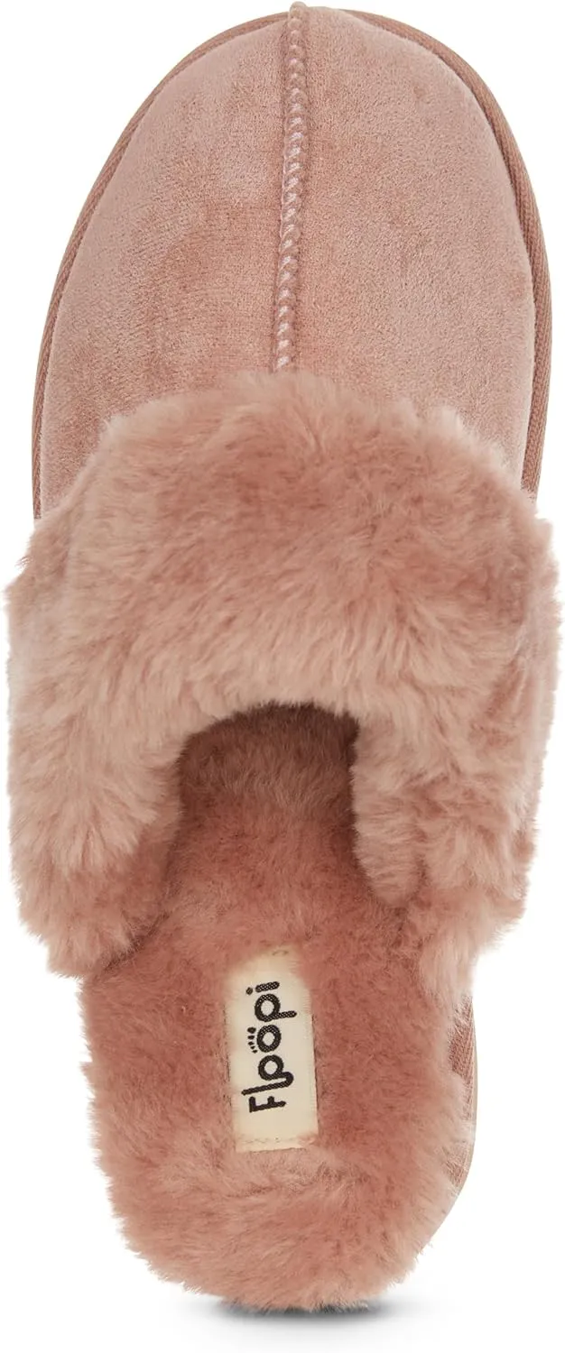Floopi House Slippers for Women, Vegan Leather EVA Scuff Womens Slippers Cozy Memory Foam with Indoor & Outdoor Anti Skid Sole