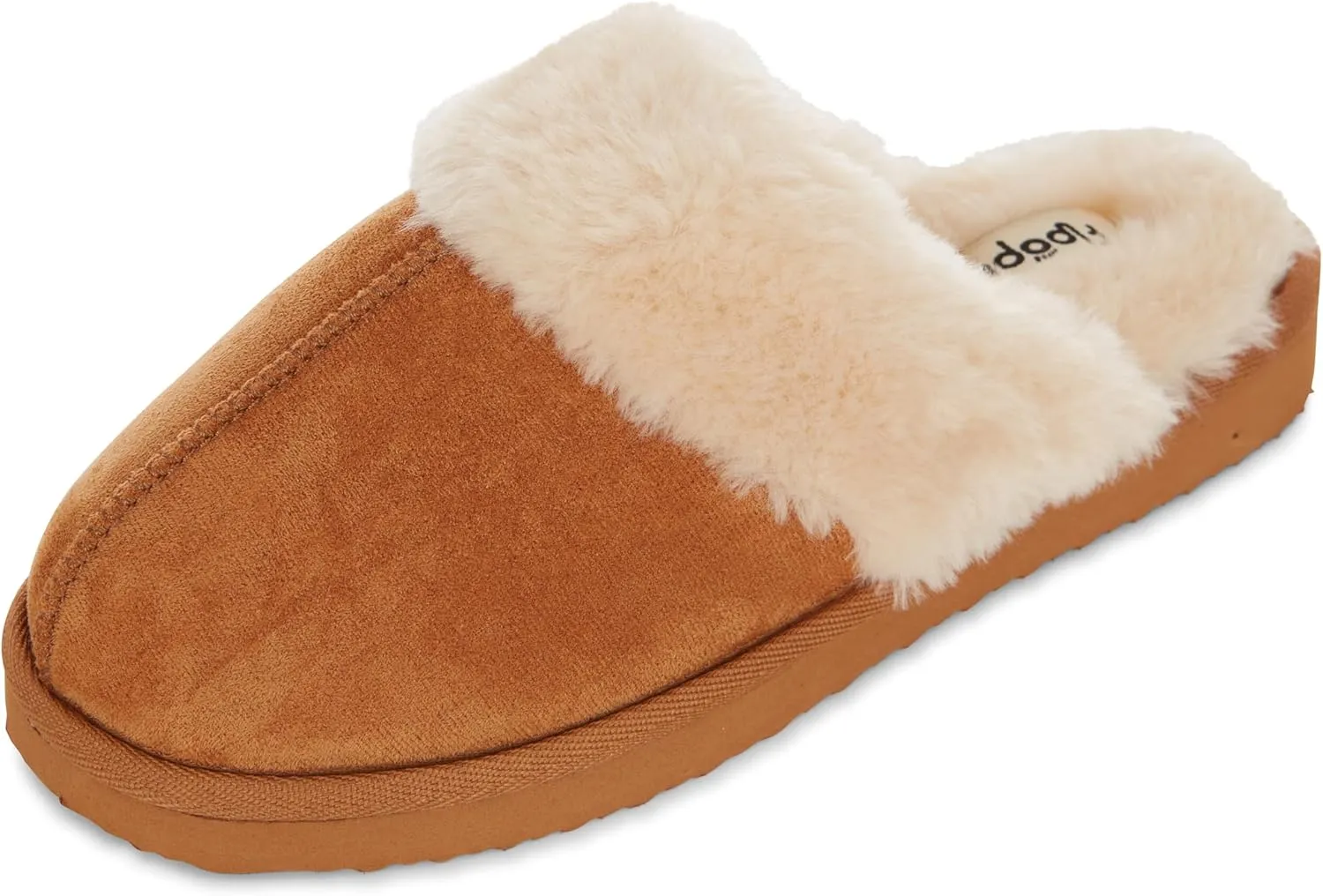 Floopi House Slippers for Women, Vegan Leather EVA Scuff Womens Slippers Cozy Memory Foam with Indoor & Outdoor Anti Skid Sole