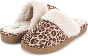 Floopi Womens Indoor Outdoor Soft Felt Fuax Fur Lined Open Back Slipper W/Memory Foam