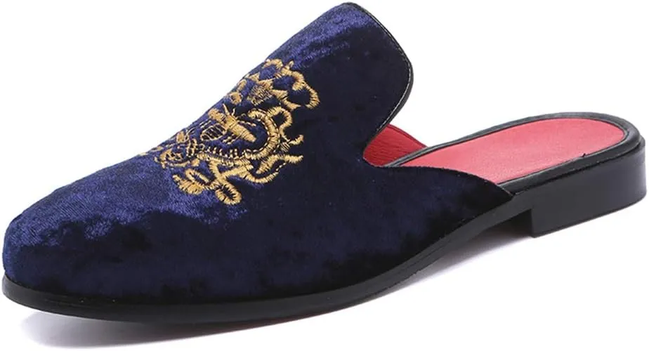 FLQL Men's Leather Scuff Slippers Velvet Slip On Loafers Fashion Backless Mule Clogs Anti-Slip Sandals Slides for Men and Women Designer Size 7-13