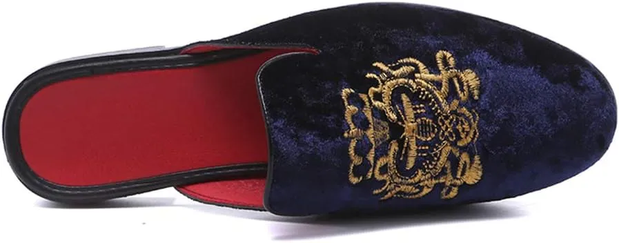 FLQL Men's Leather Scuff Slippers Velvet Slip On Loafers Fashion Backless Mule Clogs Anti-Slip Sandals Slides for Men and Women Designer Size 7-13