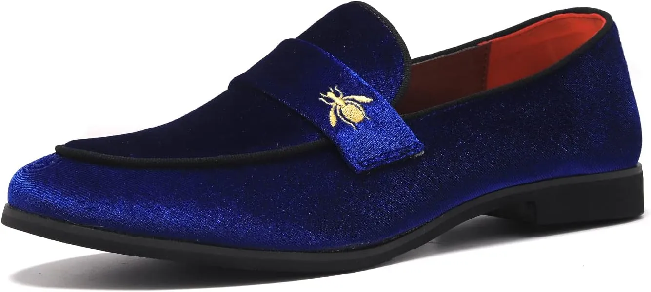 FLQL Men's Luxury Penny Loafer Slip-On Velvet Shoes Party Dancing Shoes Suede Wedding Shoes Plus Size 7-13
