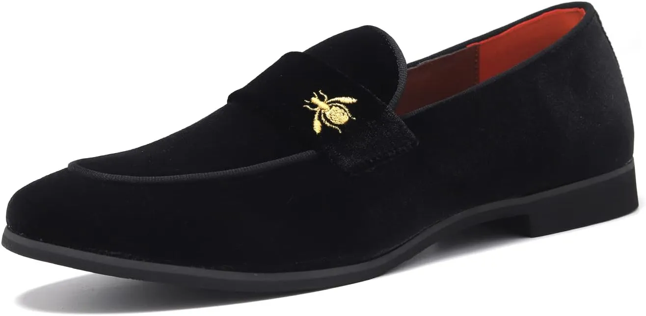 FLQL Men's Luxury Penny Loafer Slip-On Velvet Shoes Party Dancing Shoes Suede Wedding Shoes Plus Size 7-13