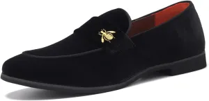 FLQL Men's Luxury Penny Loafer Slip-On Velvet Shoes Party Dancing Shoes Suede Wedding Shoes Plus Size 7-13