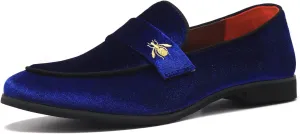 FLQL Men's Luxury Penny Loafer Slip-On Velvet Shoes Party Dancing Shoes Suede Wedding Shoes Plus Size 7-13