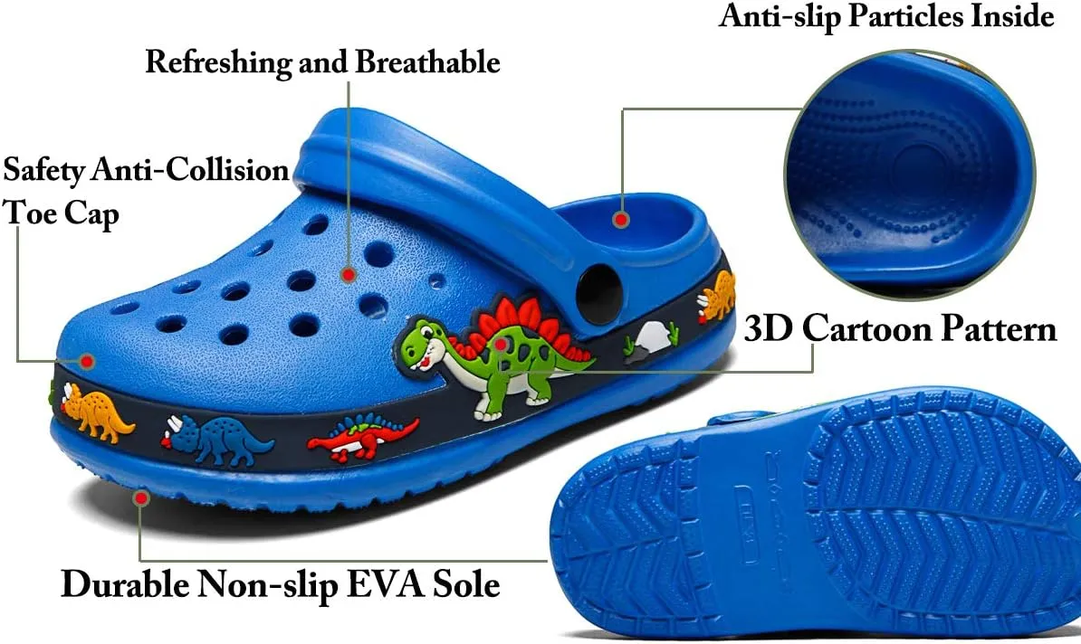 FolHaoth Little Kids Clogs Cute Cartoon Boys Girls Garden Clogs Toddlers Non-Slip Breathable Slides Sandals Children Lightweight Slip-on Beach Pool Shower Slippers