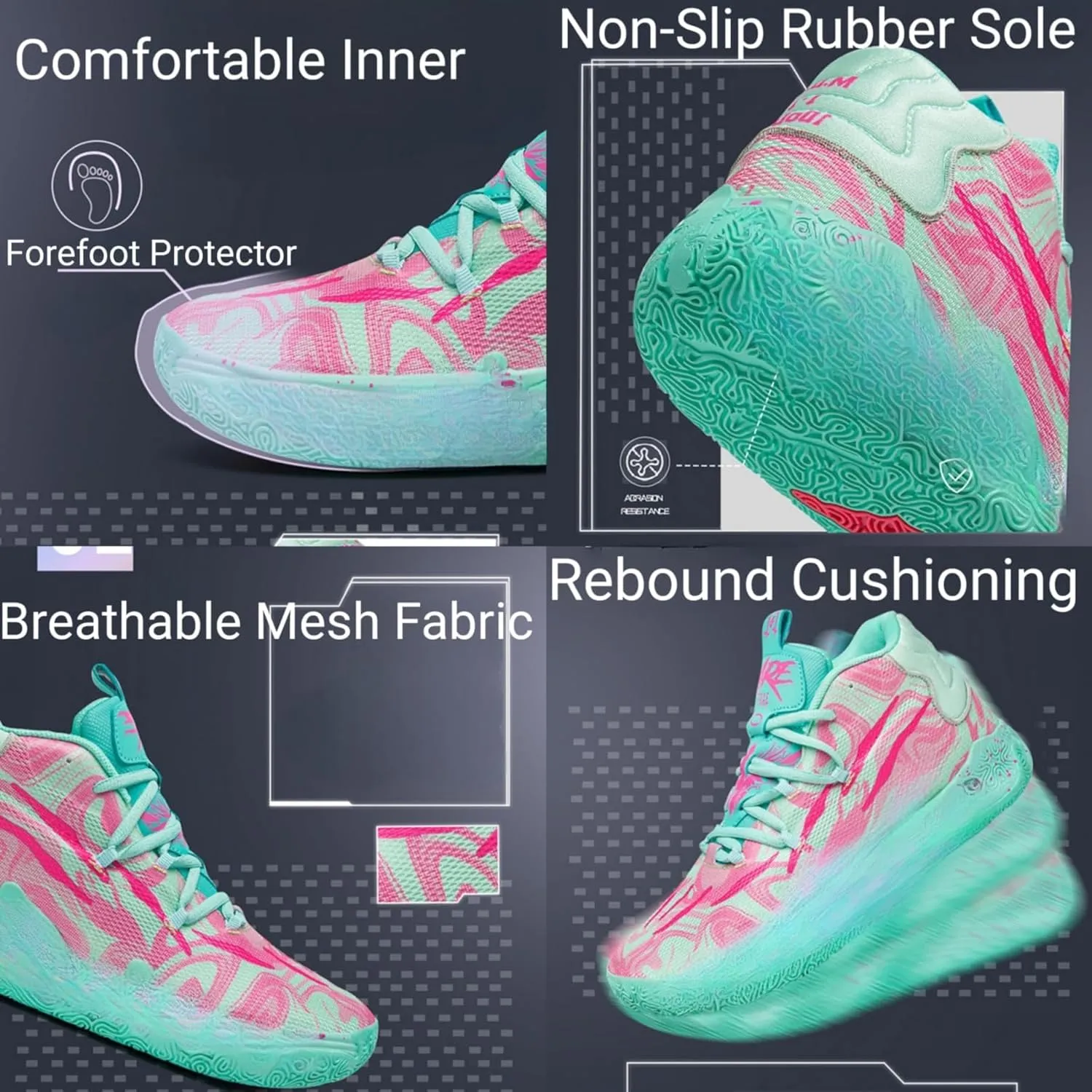 FOTN Womens Multicolour Lace Up Fashion Sneaker High-Top Casual Breathable Sports Athletic Walking Running Basketball Shoes