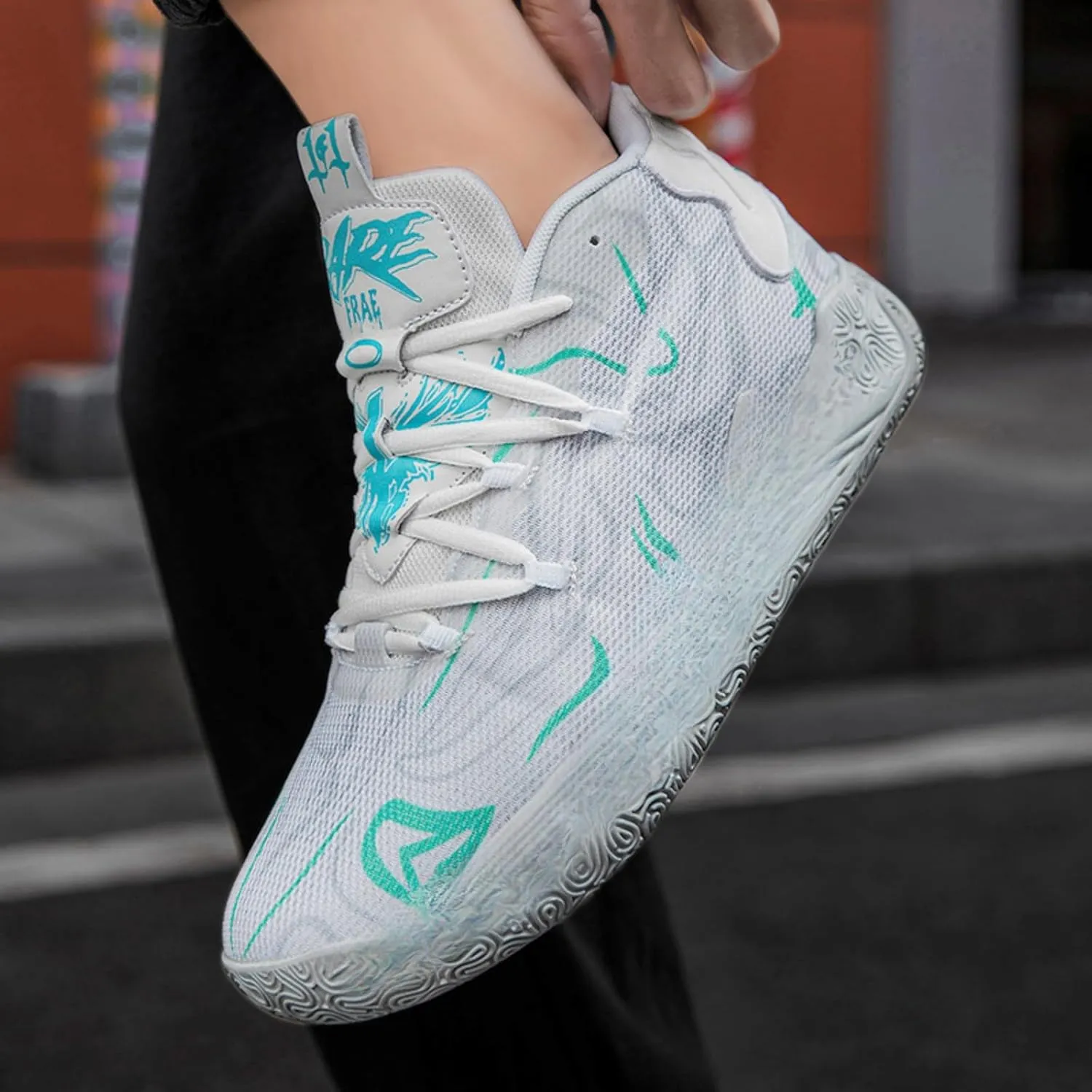 FOTN Womens Multicolour Lace Up Fashion Sneaker High-Top Casual Breathable Sports Athletic Walking Running Basketball Shoes