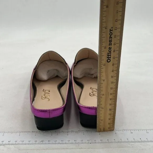 FOWT Black Purple Square Toe Loafer Chunky Heel Mule Sandal Walking Shoes