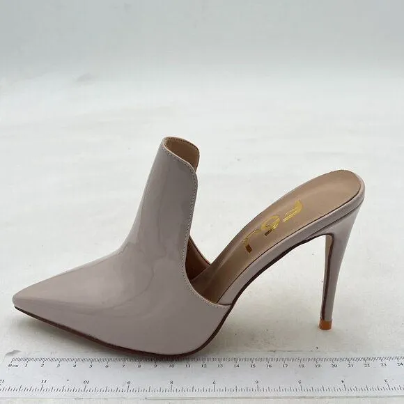 FSJ Beige Pointed Toe Slide Mule Sandal Slippers Stiletto High Heels Loafers