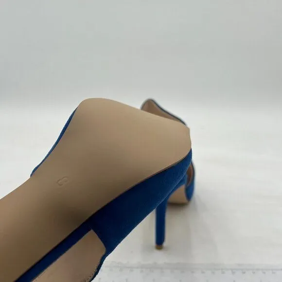FSJ Blue Pointed Toe Slide Mule Sandal Slippers Stiletto High Heels Loafers