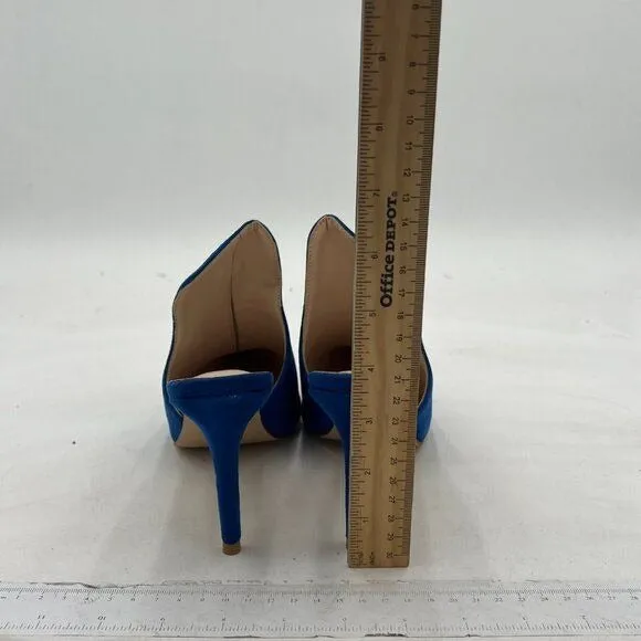 FSJ Blue Pointed Toe Slide Mule Sandal Slippers Stiletto High Heels Loafers