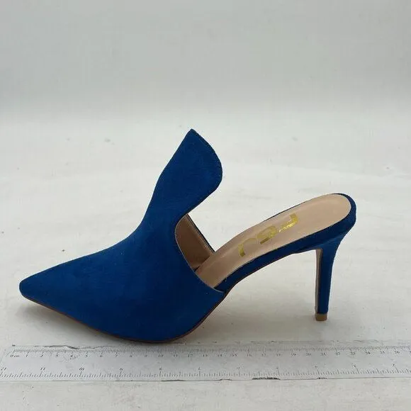 FSJ Blue Pointed Toe Slide Mule Sandal Slippers Stiletto High Heels Loafers