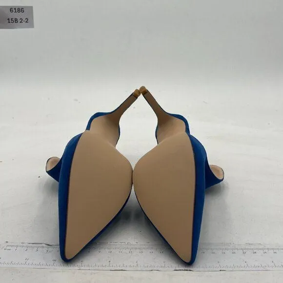 FSJ Blue Pointed Toe Slide Mule Sandal Slippers Stiletto High Heels Loafers