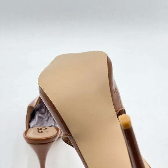FSJ Brown Pointed Toe Slide Mule Sandal Slipper High Heels Loafers Shoes