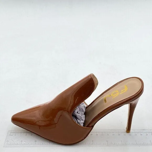 FSJ Brown Pointed Toe Slide Mule Sandal Slipper High Heels Loafers Shoes