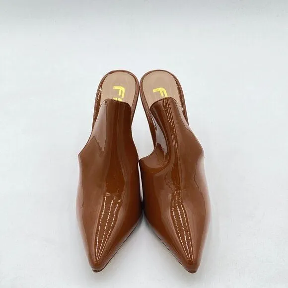FSJ Brown Pointed Toe Slide Mule Sandal Slipper High Heels Loafers Shoes