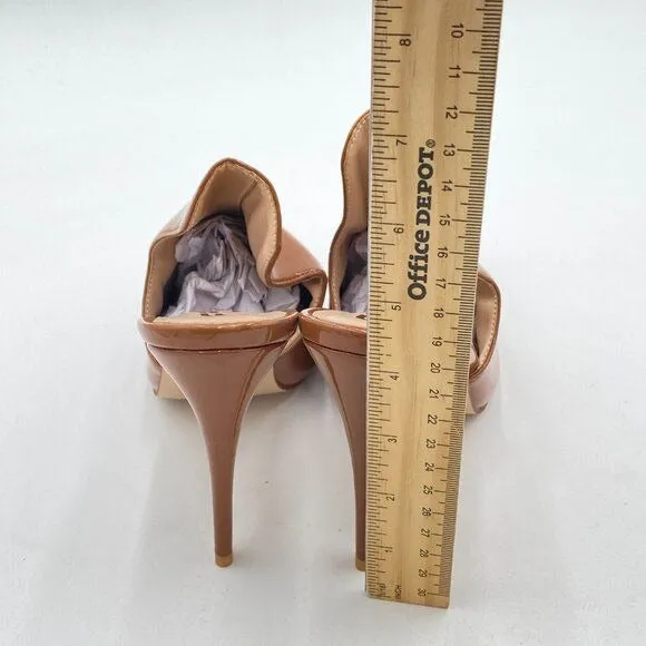 FSJ Brown Pointed Toe Slide Mule Sandal Slipper High Heels Loafers Shoes