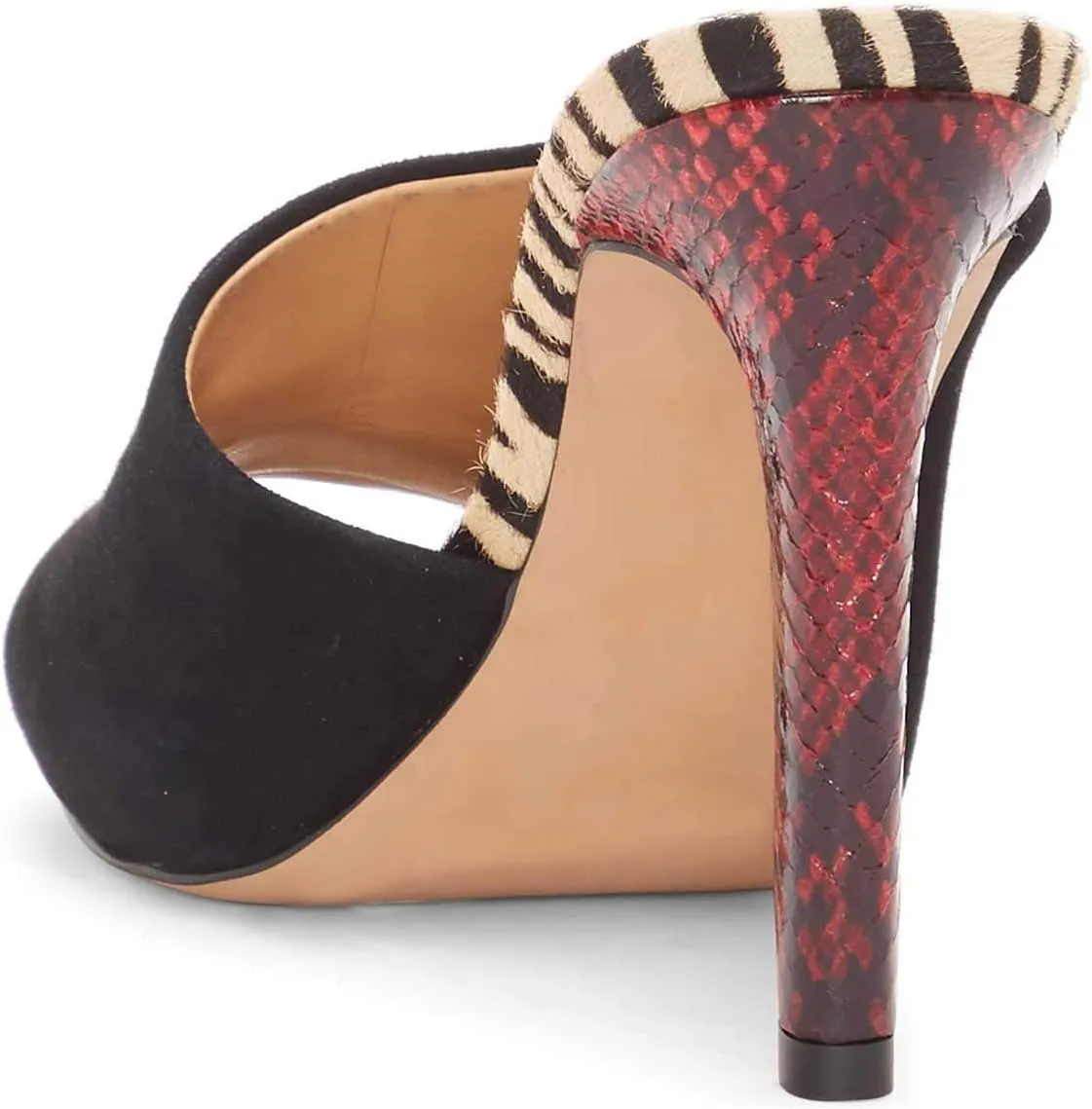 FSJ Sexy High Heeled Sandals Women Peep Toe Slide Mule Snake Printed Stilettos Shoes 4-15 M US