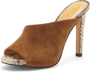 FSJ Sexy High Heeled Sandals Women Peep Toe Slide Mule Snake Printed Stilettos Shoes 4-15 M US