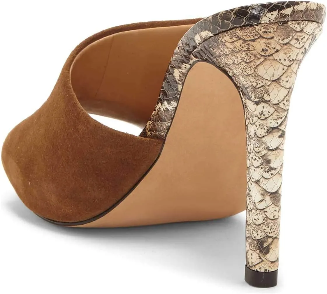 FSJ Sexy High Heeled Sandals Women Peep Toe Slide Mule Snake Printed Stilettos Shoes 4-15 M US