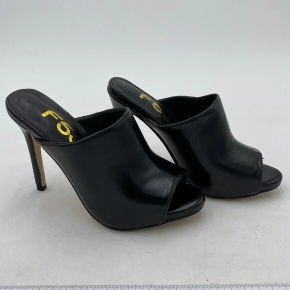FSJ Wome Open Peep Toe Mule Sandals Wide Strap Slide Slippers Stiletto High Heel