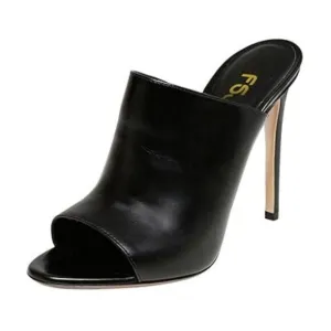 FSJ Wome Open Peep Toe Mule Sandals Wide Strap Slide Slippers Stiletto High Heel