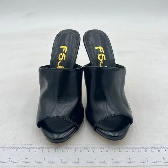FSJ Wome Open Peep Toe Mule Sandals Wide Strap Slide Slippers Stiletto High Heel