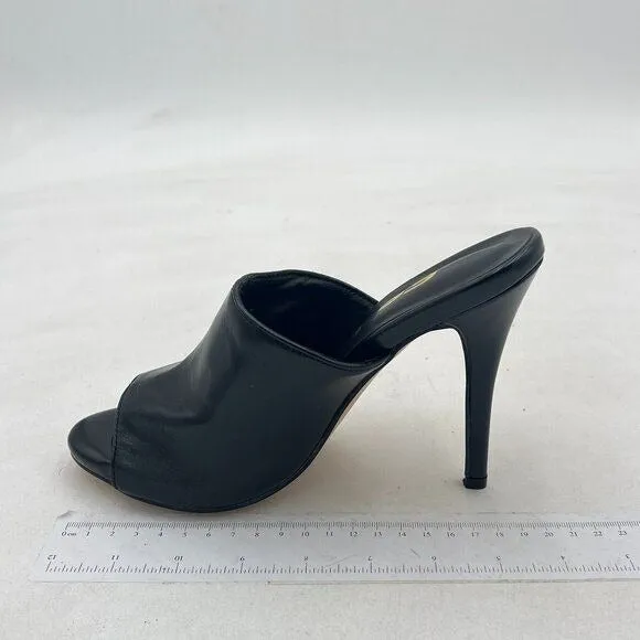 FSJ Wome Open Peep Toe Mule Sandals Wide Strap Slide Slippers Stiletto High Heel