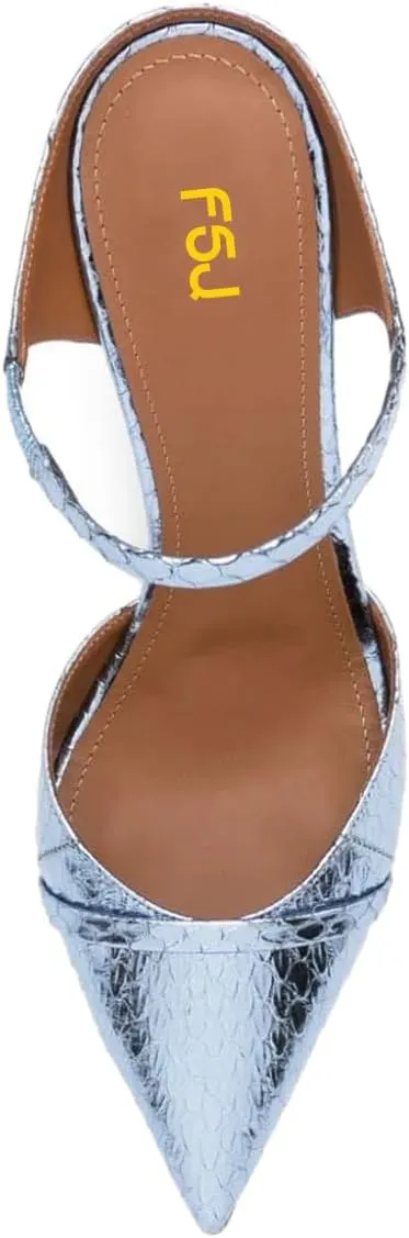 FSJ Women Sexy Stiletto High Heels Mule Rhinestones Strappy Slide Pumps Slip On Pointed Closed Toe Backless Sandals Wedding Party Dress Shoes Size 4-16 US