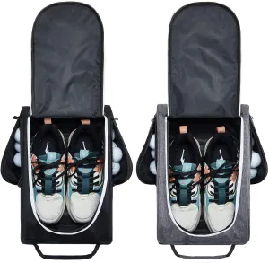 Funtery 2 Pcs Golf Shoe Bag for Travel Zippered Sports Shoe Carrier Tote Bags Golf Accessories with Ventilation Outside Pocket for Balls Tees Socks Accessories Men Women