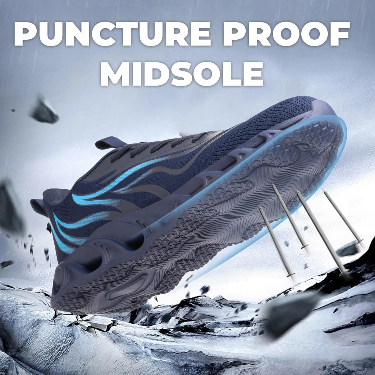 Furuian Steel Toe Shoes for Men Women Lightweight Indestructible Safety Shoes Comfortable Steel Toe Sneakers Puncture Proof Work Shoes
