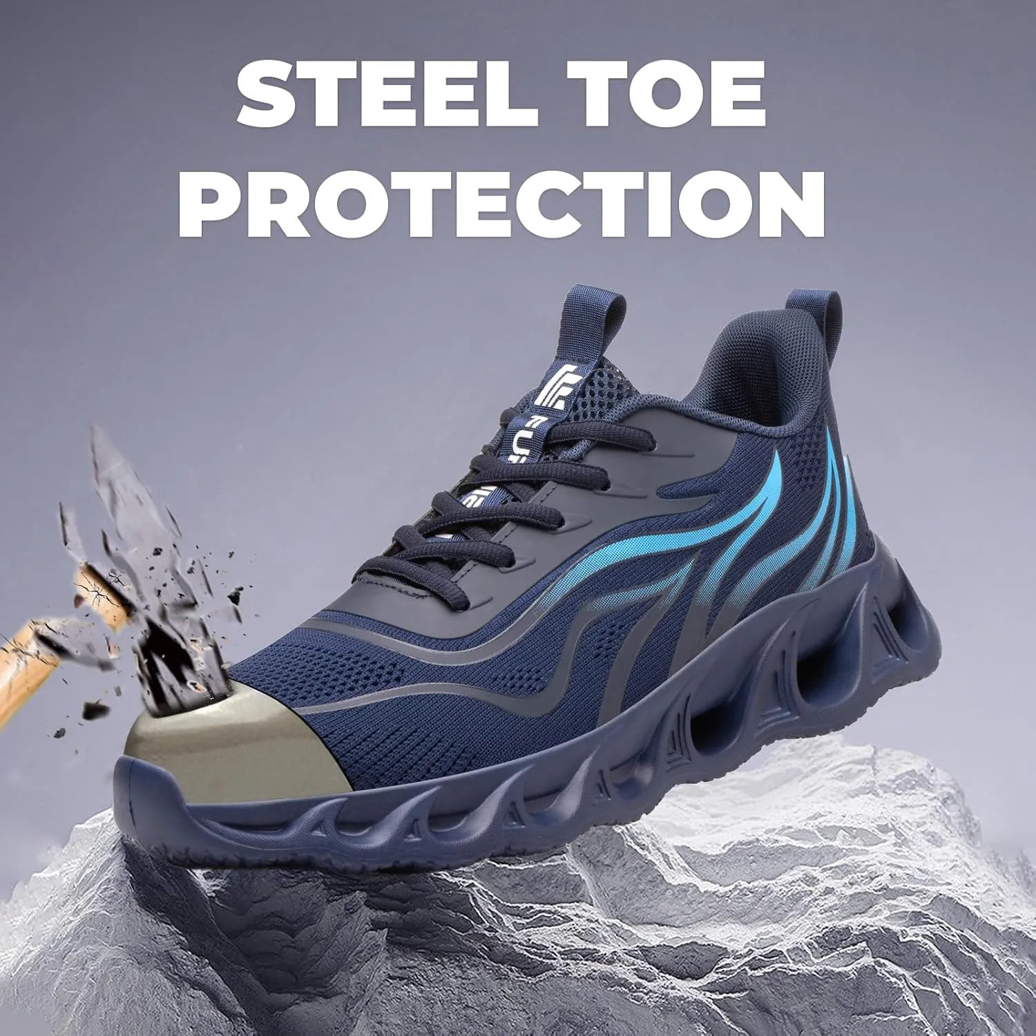 Furuian Steel Toe Shoes for Men Women Lightweight Indestructible Safety Shoes Comfortable Steel Toe Sneakers Puncture Proof Work Shoes