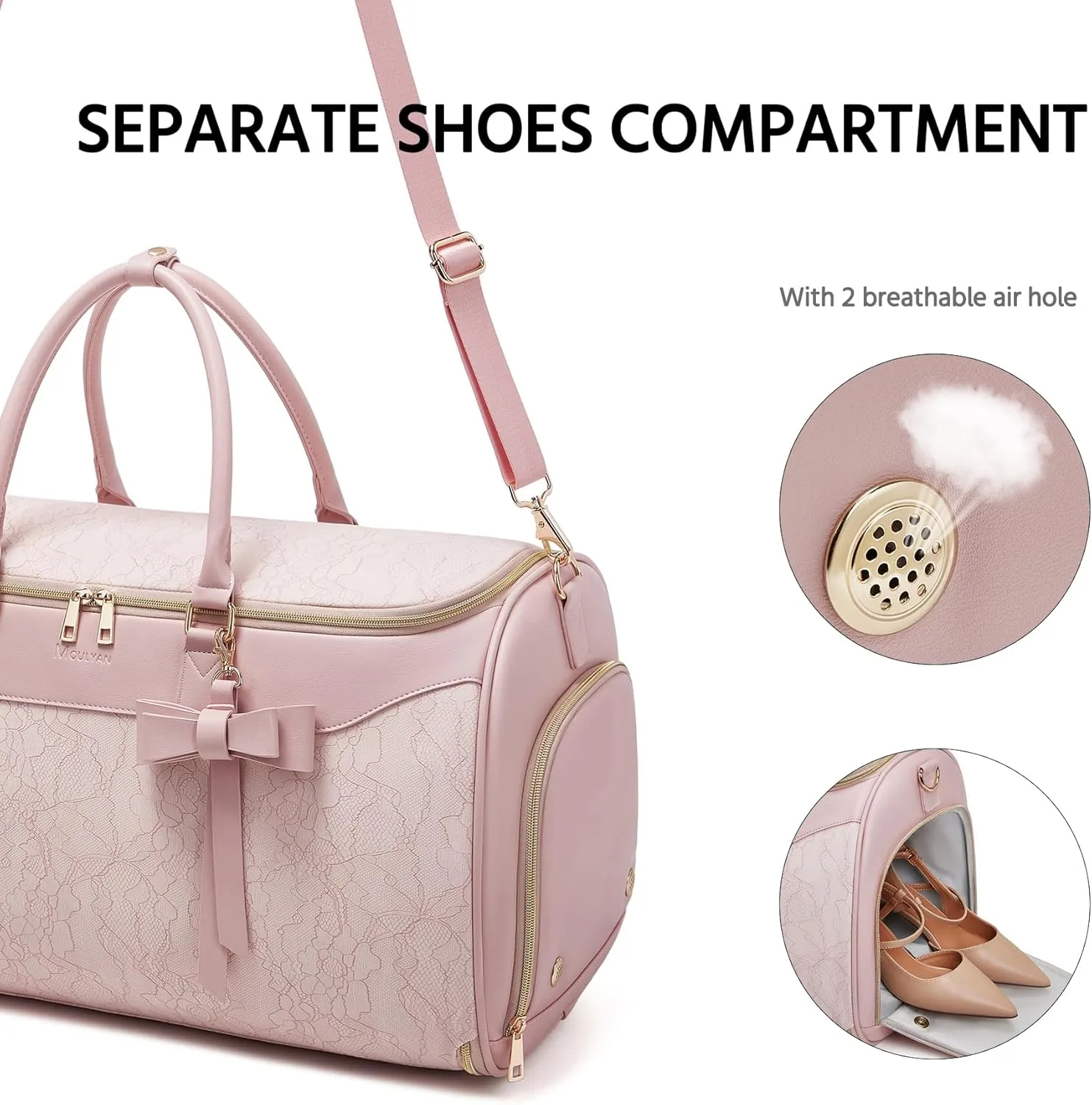 Garment Bags for Travel,Leather Convertible Garment Duffle Bag with Toiletry,Waterproof Carry On Garment Bag with Shoe Compartment,2 in 1 Suit Travel Bag for Women Weekender 3pcs Set