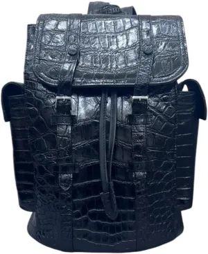 Genuine Alligator Leather Skin Backpack for mens women's Crocodile bag for men (Blue)