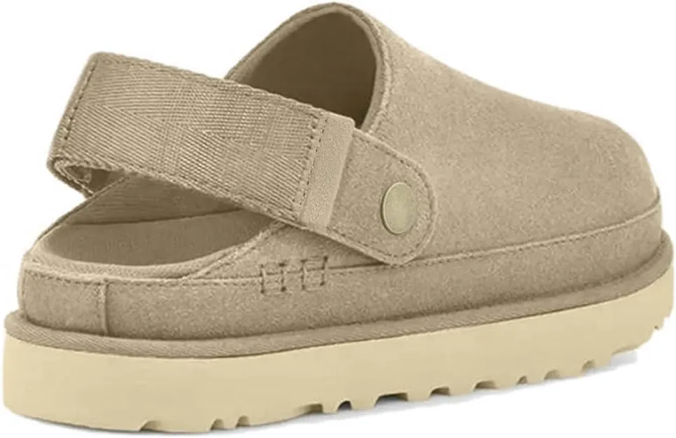 Genuine Suede Adjustable Platform Clogs with Strap Comfy Memory Foam Arch Support Mule Goldenstar Clogs Women Indoor Outdoor