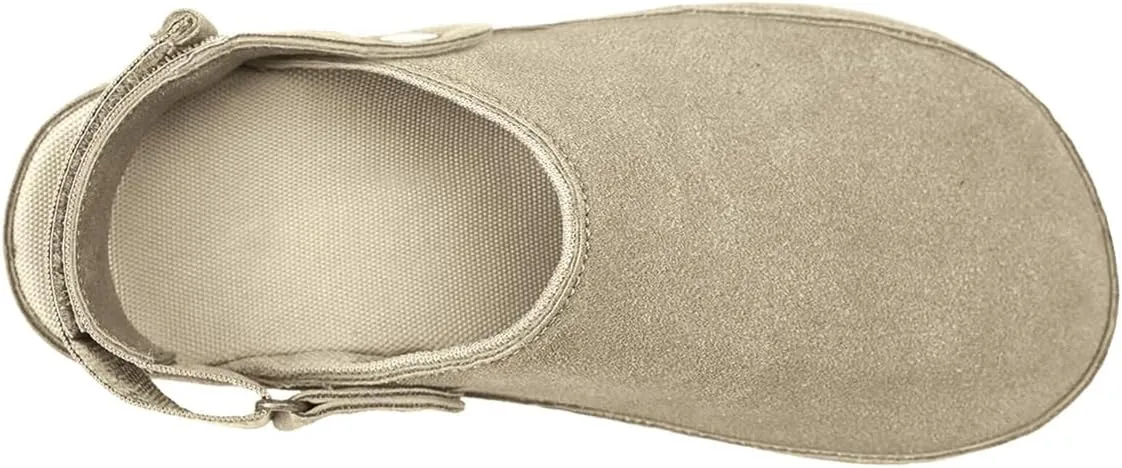 Genuine Suede Adjustable Platform Clogs with Strap Comfy Memory Foam Arch Support Mule Goldenstar Clogs Women Indoor Outdoor
