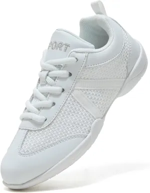 Girls Cheer Shoes White Youth Cheerleading Shoes Dance Athletic Training Breathable Dancing Lightweight Competition Comfortable Sport Sneakers