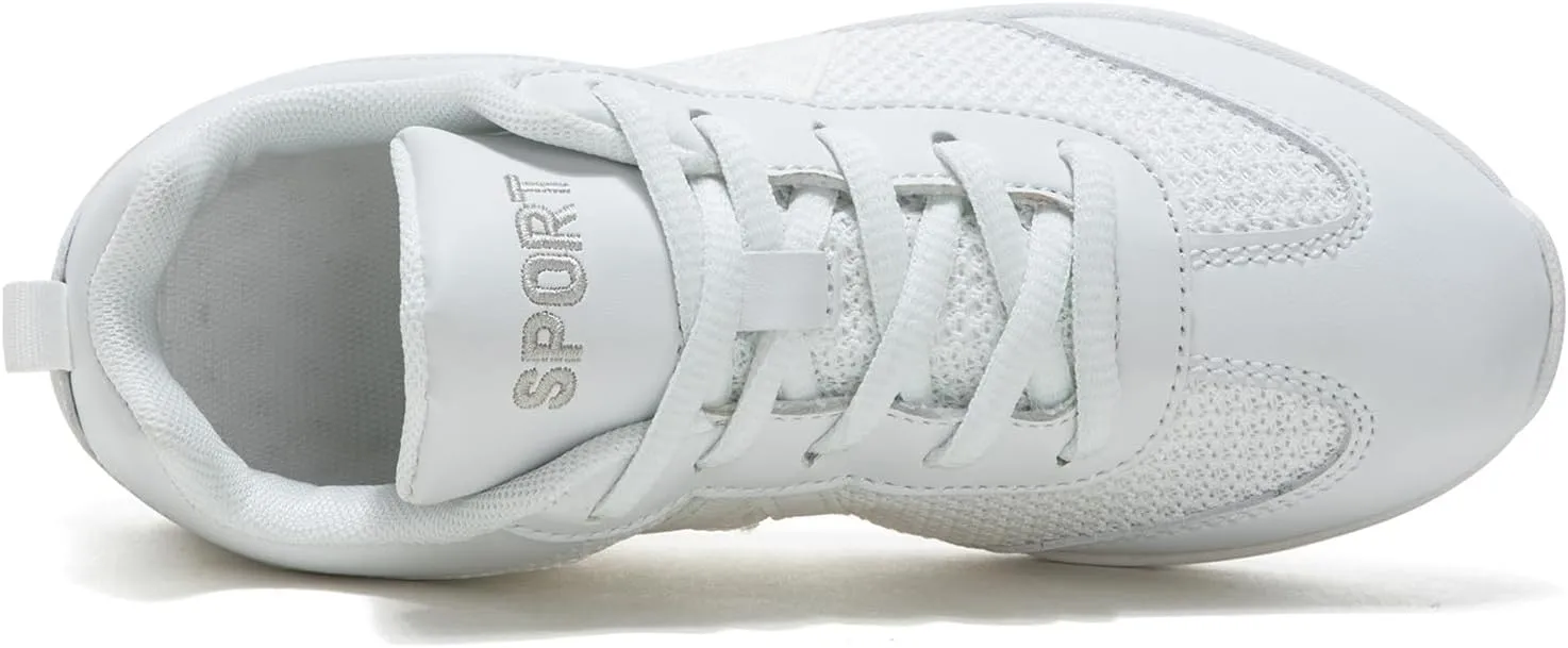 Girls Cheer Shoes White Youth Cheerleading Shoes Dance Athletic Training Breathable Dancing Lightweight Competition Comfortable Sport Sneakers