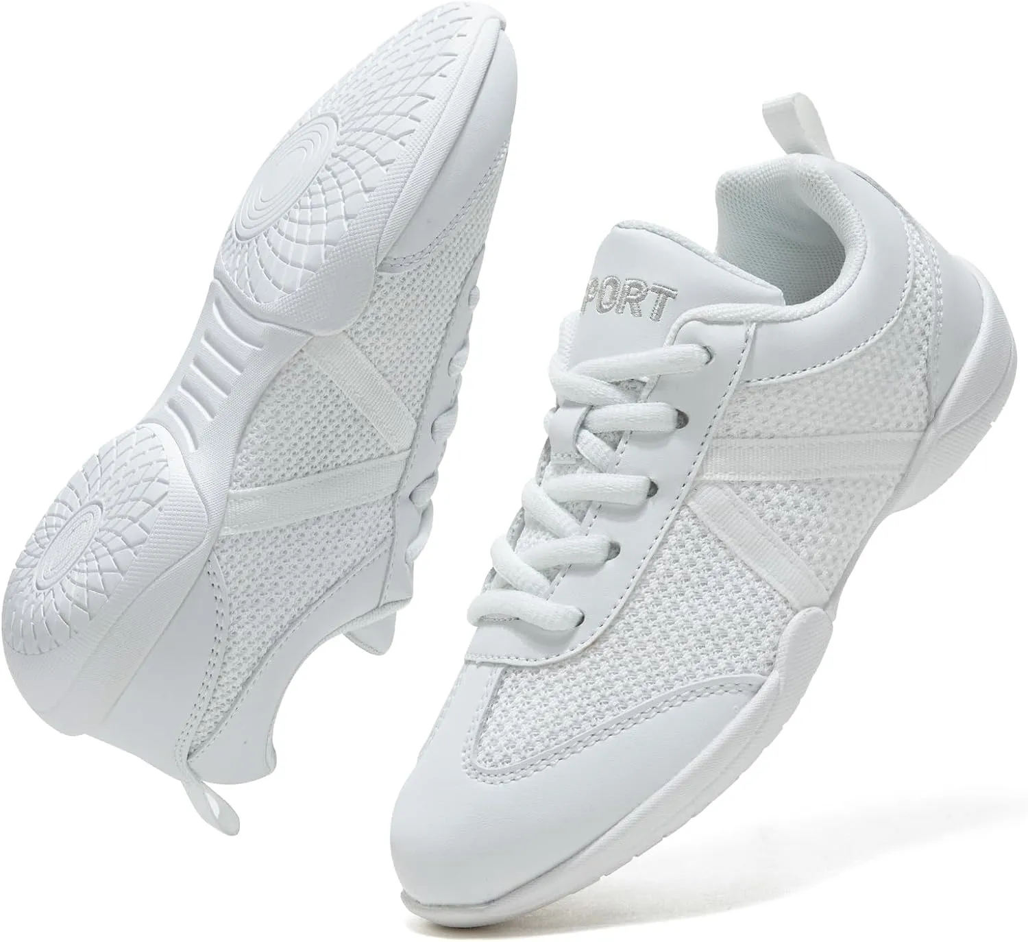 Girls Cheer Shoes White Youth Cheerleading Shoes Dance Athletic Training Breathable Dancing Lightweight Competition Comfortable Sport Sneakers