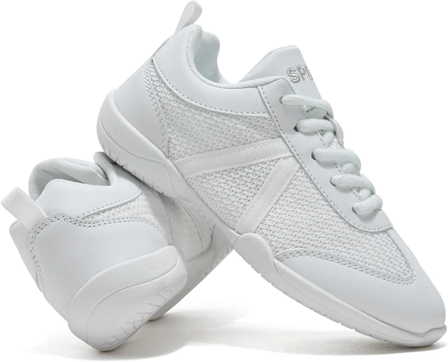 Girls Cheer Shoes White Youth Cheerleading Shoes Dance Athletic Training Breathable Dancing Lightweight Competition Comfortable Sport Sneakers
