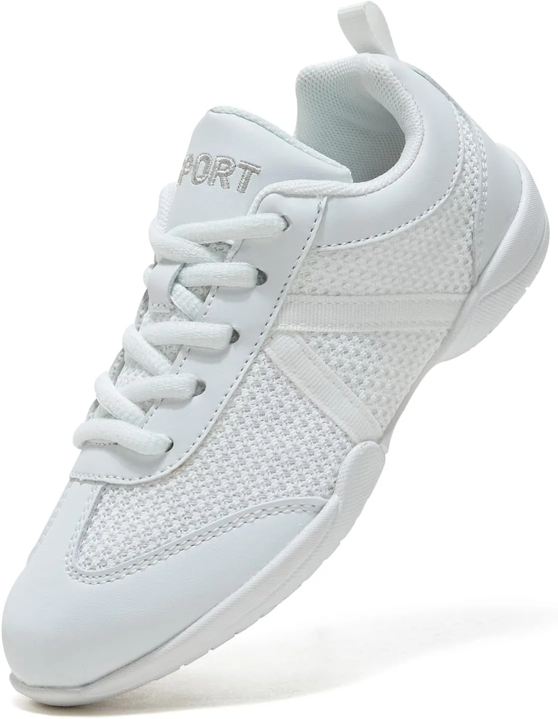 Girls Cheer Shoes White Youth Cheerleading Shoes Dance Athletic Training Breathable Dancing Lightweight Competition Comfortable Sport Sneakers
