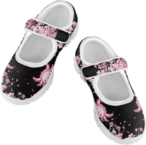 Girls Single Buckle Sneaker,Mary Jane Flats Shoes for Kids,Lightweight Walking Sneaker with White Sole Size 11-15