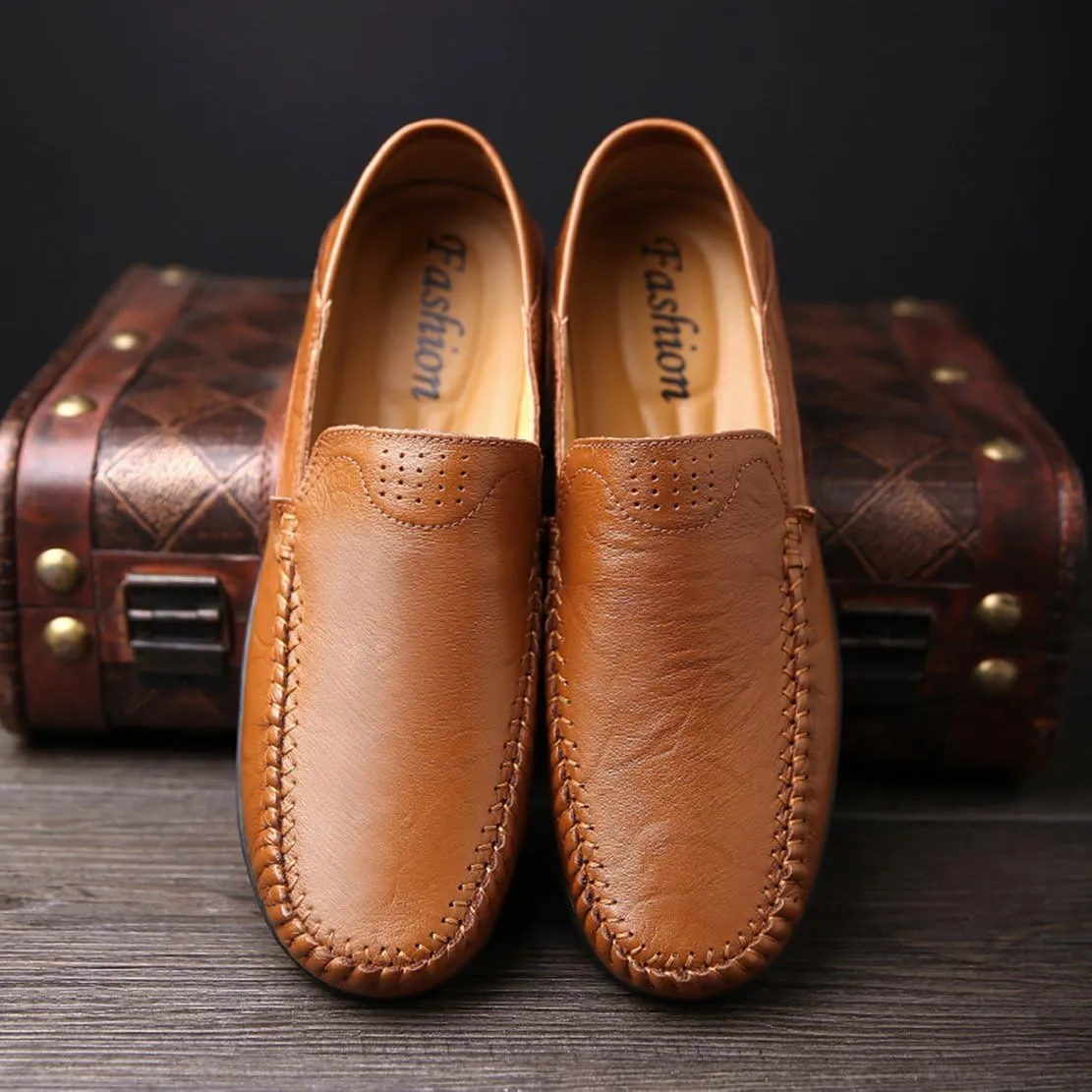 Go Tour Men's Premium Genuine Leather Casual Slip on Loafers Breathable Driving Shoes Fashion Slipper
