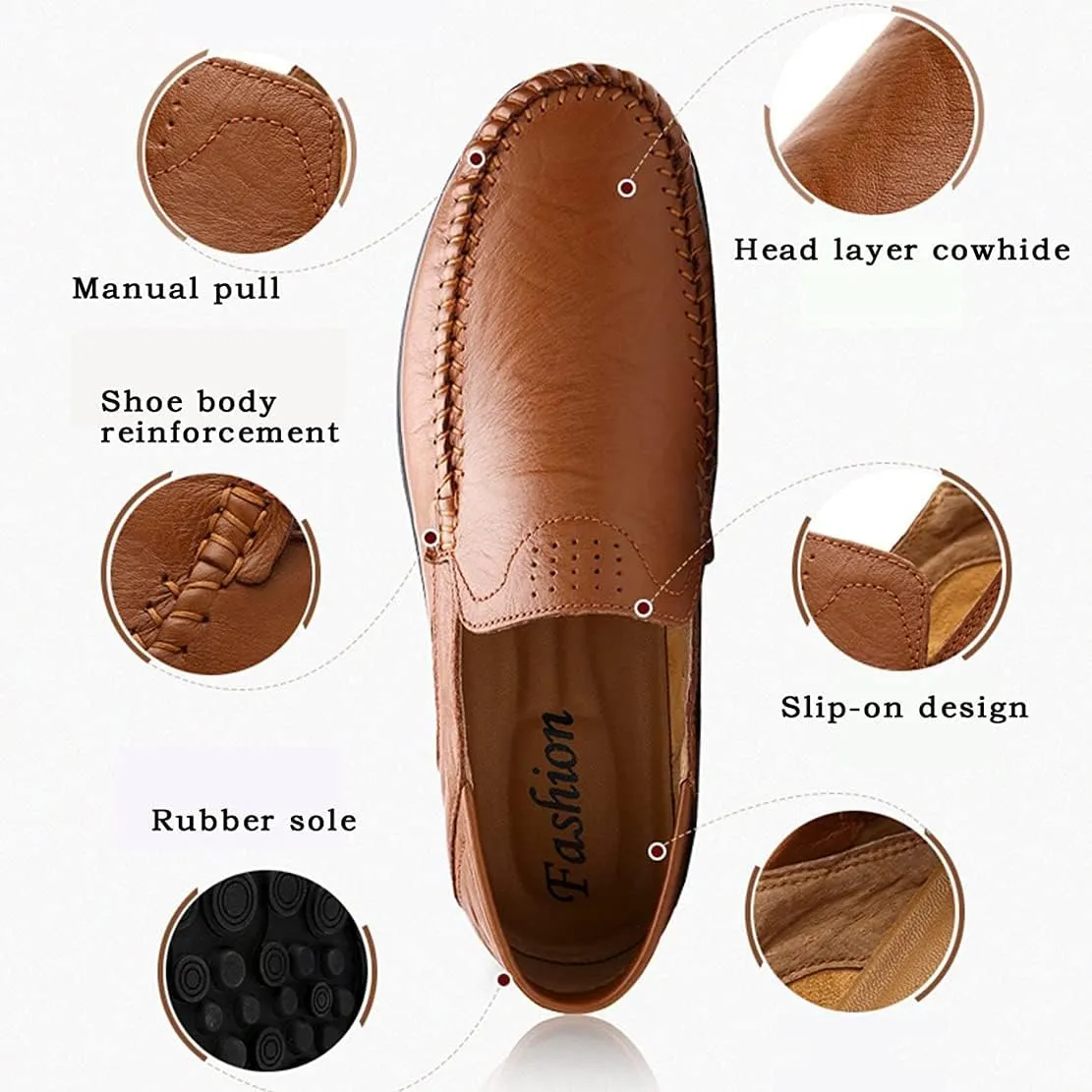Go Tour Men's Premium Genuine Leather Casual Slip on Loafers Breathable Driving Shoes Fashion Slipper