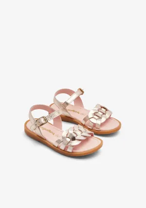 Gold knot buckle sandals