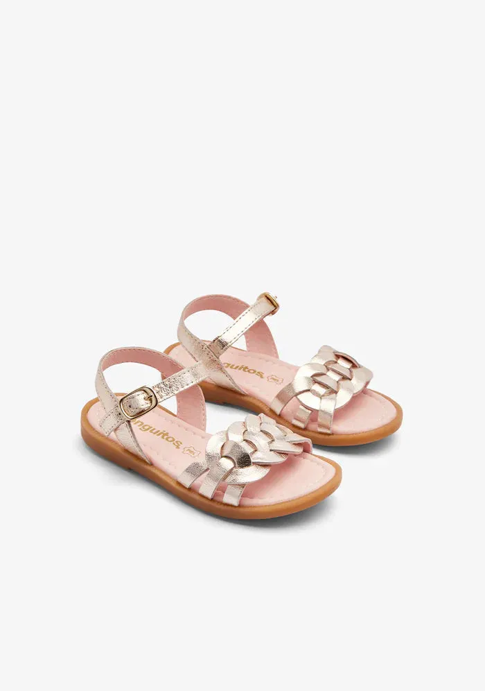 Gold knot buckle sandals