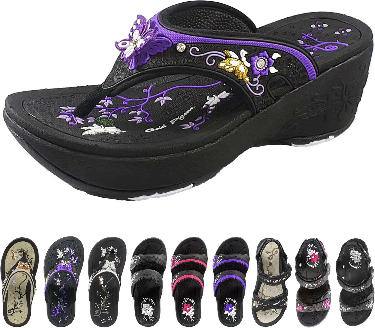 Gold Pigeon Shoes Comfortable Wedge Sandals, Women's Platform Sandals Casual Summer Beach, Heeled Wedges 2.75"