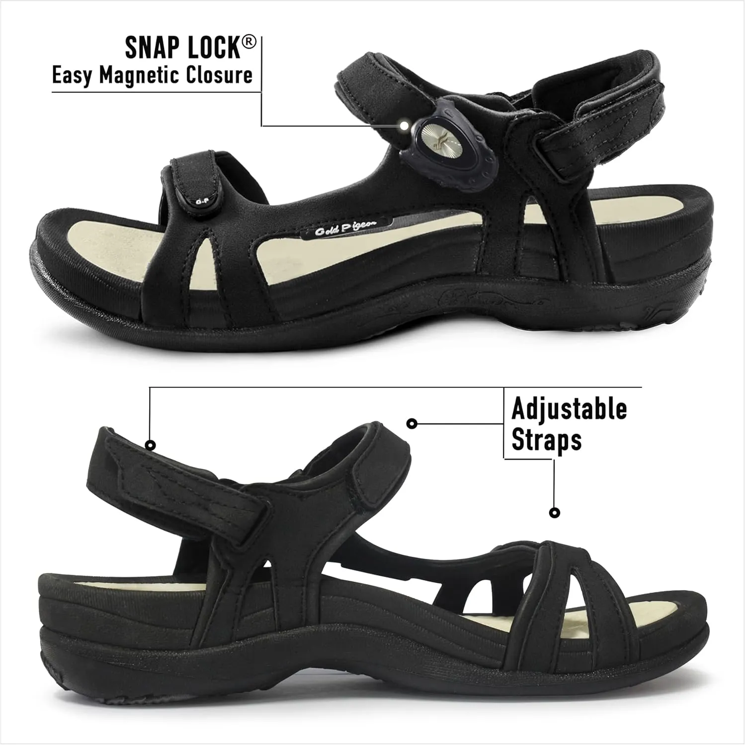 Gold Pigeon Shoes |SIGNATURE| Easy Snap Lock Comfort Ergonomic Walking Sandals for Women